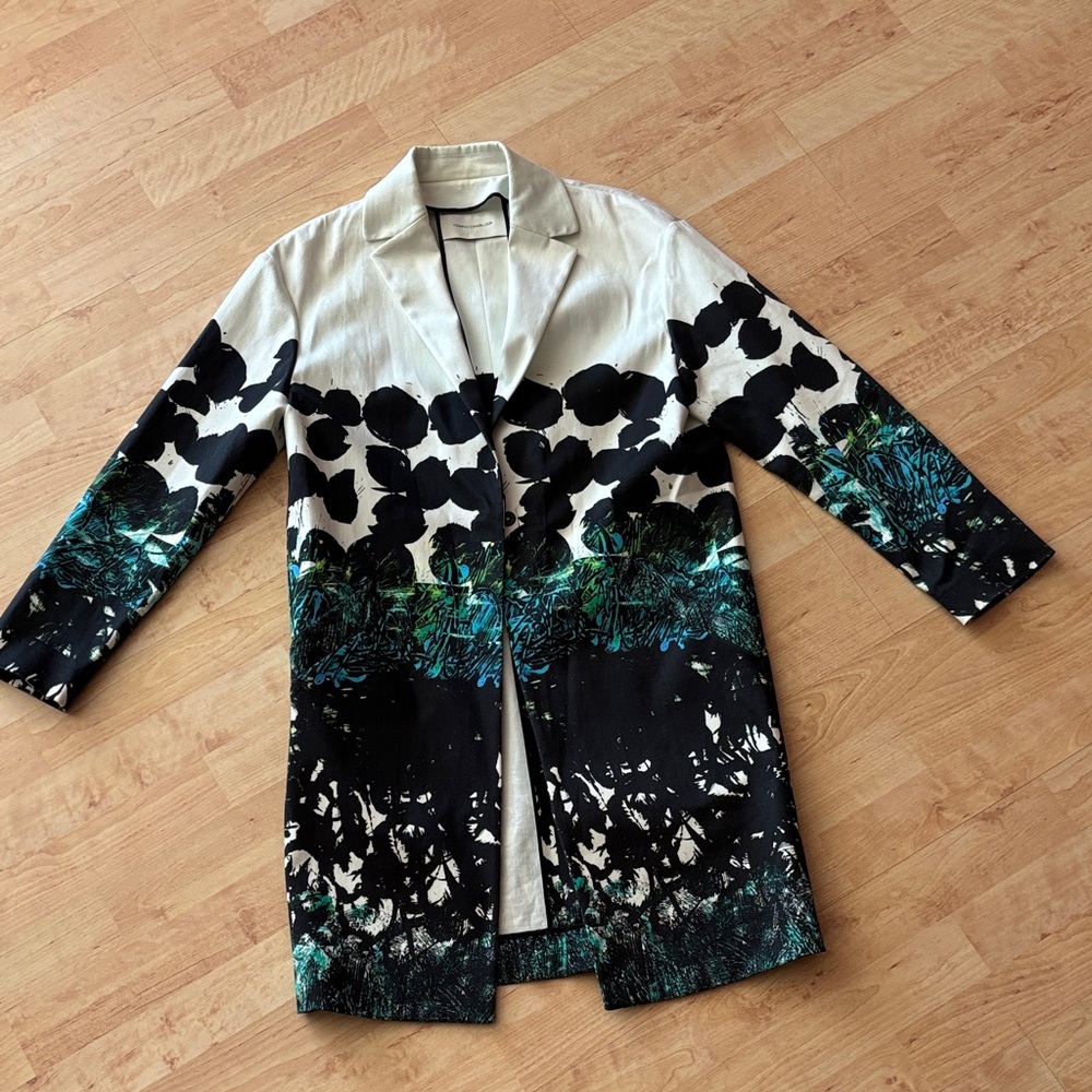 Cedric Charlier Black and Green Patterned Coat
